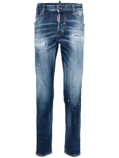 Dsquared2 Skater Distressed Skinny Jeans In 蓝色