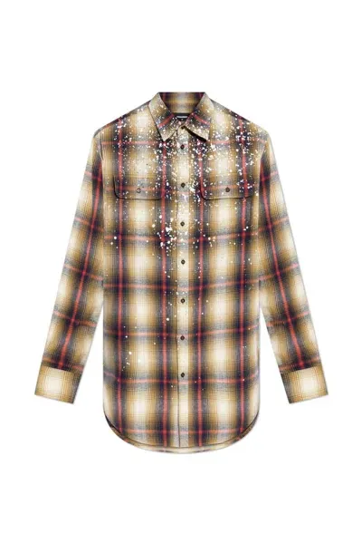 Dsquared2 Sparkling Checked Grunge Military Shirt In Multicolor