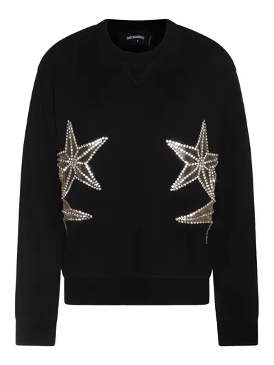 Dsquared2 Embellished Stars Crewneck Sweater In Black