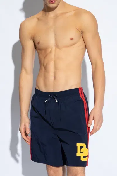 Dsquared2 Logo-appliqué Swim Shorts In Navy Blue