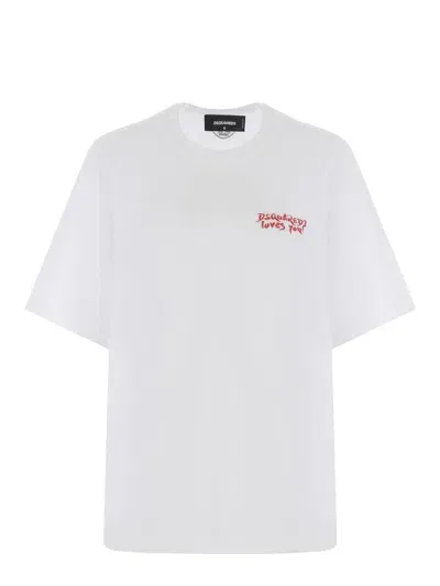 Dsquared2 Logo Cotton Jersey T-shirt In White