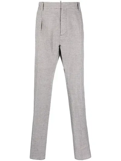 Dsquared2 Tailored Houndstooth Patterned Trousers In Brown