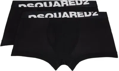 Dsquared2 Two-pack Black Basic Boxer Briefs In 001 Black