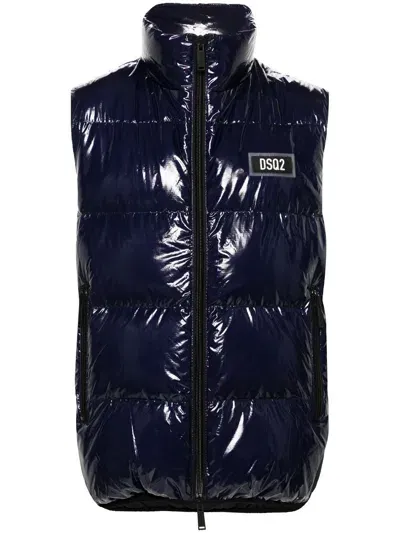 Dsquared2 Ultra Light Ripstop Down Vest In Navy