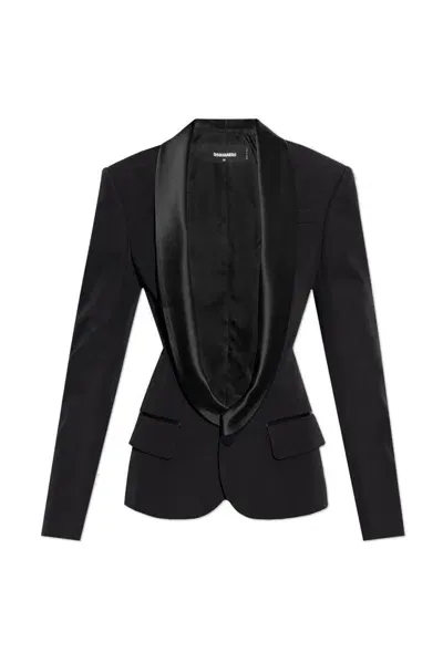 Dsquared2 Velvet Dean Statement Shawl Jacket In Black