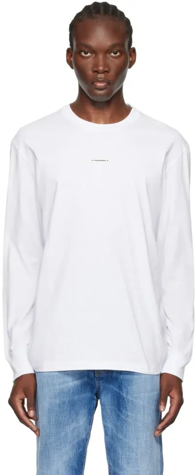 Dsquared2 White Regular Fit Long Sleeve T-shirt In 100 White