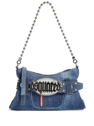 Dsquared2 Gothic Denim Shoulder Bag In Blue