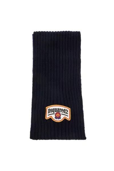 Dsquared2 "wool Ribbed Scarf For A In Blue