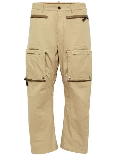 Dsquared2 Zip-detail Straight-leg Cargo Trousers In Neutrals