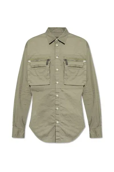 Dsquared2 Zip Detailed Curned Hem Shirt In Green