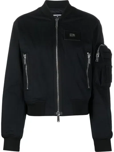 Dsquared2 Zipped Bomber Jacket In Black