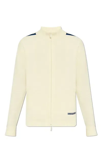 Dsquared2 Zipped Knitted Pullover In White