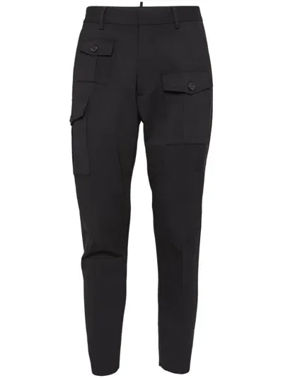 Dsquared2 Cotton Cargo Trousers In Black