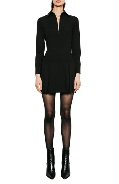 Du Paradis Iris Long Sleeve Minidress In Black