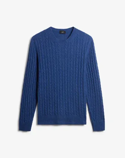 Dunhill Cashmere Cable Crew Neck Jumper In Blue