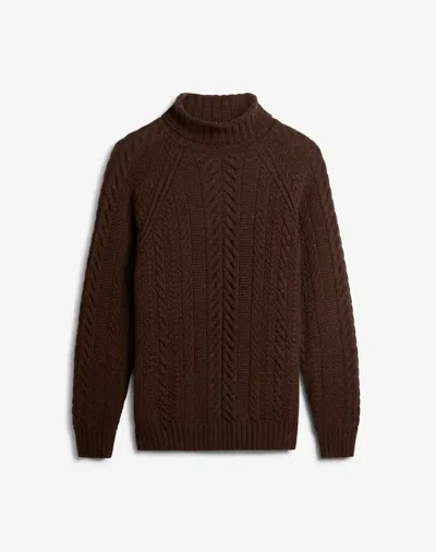 Dunhill Cashmere Cable Roll Neck In Brown