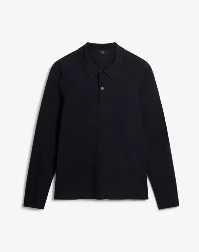 Dunhill Cashmere Cotton Silk Long Sleeve Polo In Black