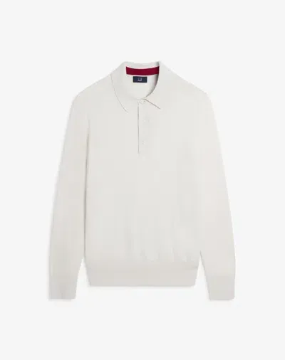 Dunhill Cashmere Silk Long Sleeve Polo In White