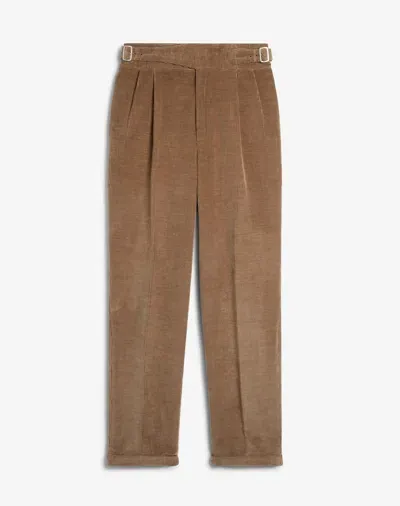 Dunhill Cotton Cashmere Corduroy Double Pleated Gurkha Trousers In Yellow