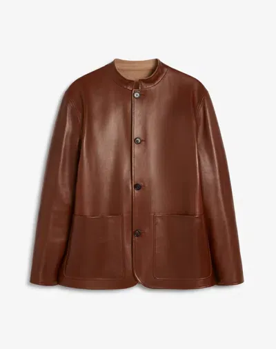 Dunhill Leather Driving Jacket In Brown