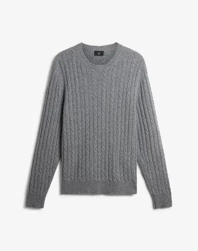 Dunhill Melange Cashmere Cable Crew Neck Jumper In Grey