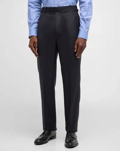 Dunhill Men's Windowpane Wool Trousers In Midnight