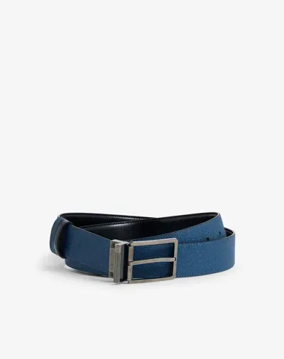 Dunhill Reversible 35mm Rounded Roller Buckle Smooth Leather Belt In Black