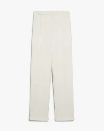 Dunhill Wool Barethea Double Pleated Evening Trousers In White