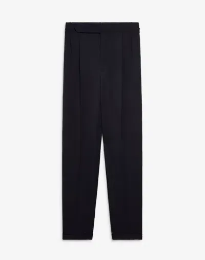 Dunhill Wool Cashmere Double Pleated Evening Trousers In Blue