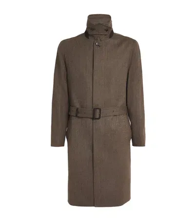 Dunhill Wool Longline Coat In Brown