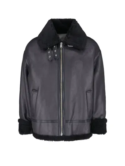 Dunst Faux Shearling Zip Jacket In Black