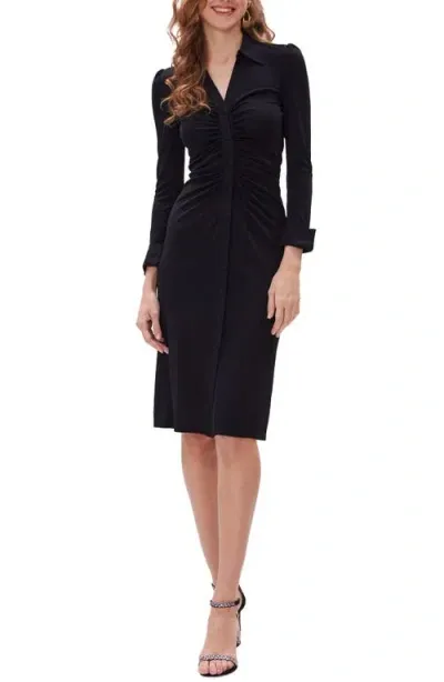 Dvf Sheska Ruched Shirtdress In Black