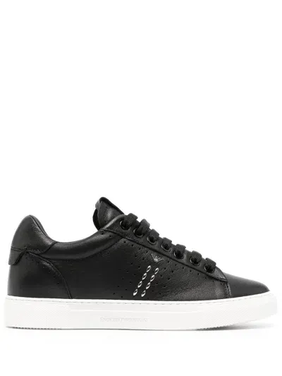 E 'clat Logo Leather Sneakers In Black