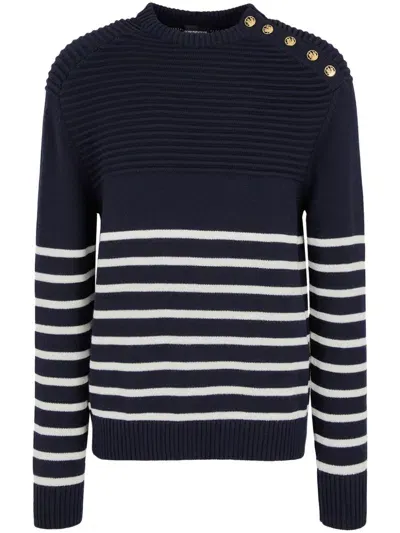 E 'clat Wool Blend Striped Sweater In Black