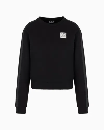 Ea7 Contemporary Sport Cotton-blend Crew-neck Sweatshirt In Black