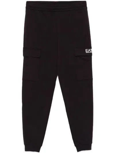 Ea7 Cotton Cargo Pants In Black