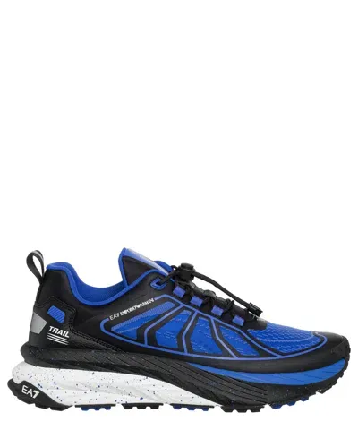 Ea7 Crusher Distance Trail Sneakers In Blue