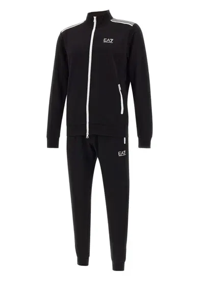 Ea7 Emporio Armani Logo Printed Zipped Track Suit In Black