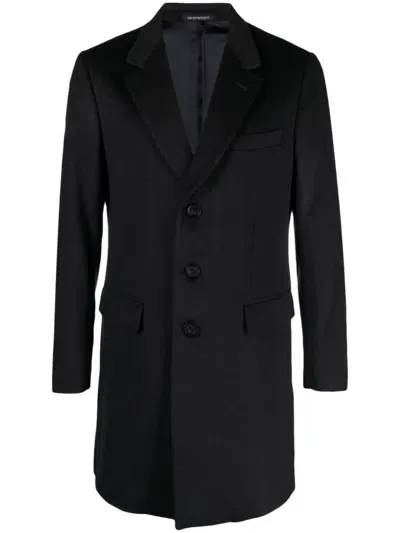 Ea7 Emporio Armani Wool Coat In Blue