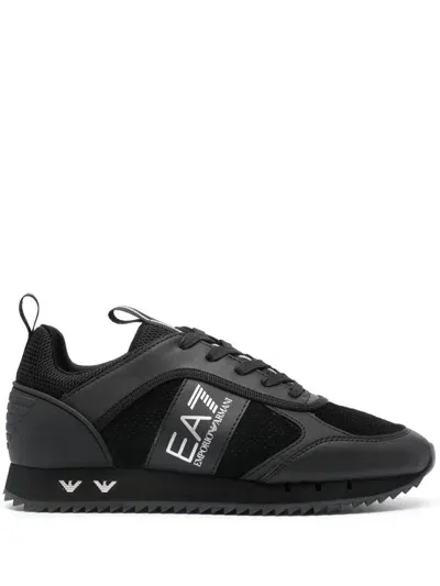 Ea7 Logo-print Panelled Sneakers In Black