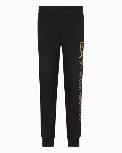 Ea7 Logo Series Cotton Joggers In Black