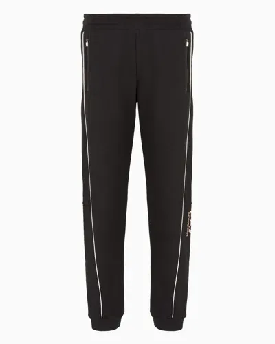 Ea7 Logo Series Cotton Joggers In Black