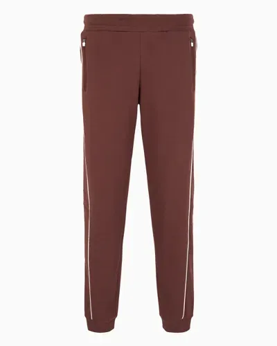 Ea7 Logo Series Cotton Joggers In Burgundy