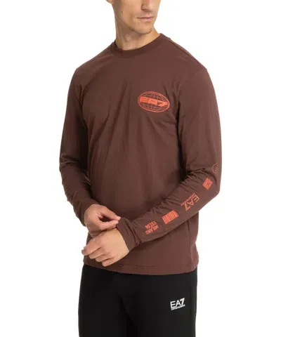 Ea7 Long Sleeve T-shirt In Brown