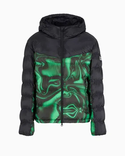 Ea7 Padded Bomber With Hood In Green