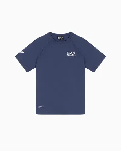 Ea7 Kids' Tennis Pro Boy T-shirt In Ventus7 Technical Fabric In Navy Blue