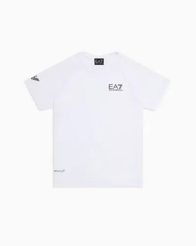 Ea7 Kids' Tennis Pro Boy T-shirt In Ventus7 Technical Fabric In White