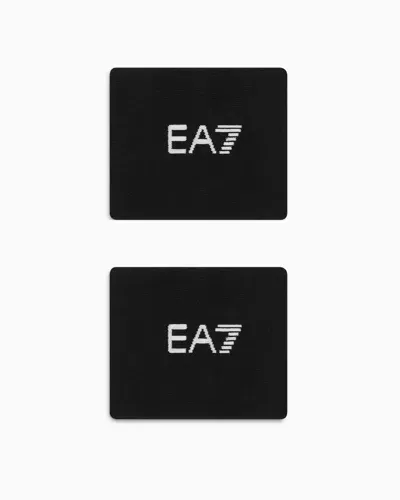 Ea7 Tennis Pro Stretch-cotton Blend Wristbands In Black