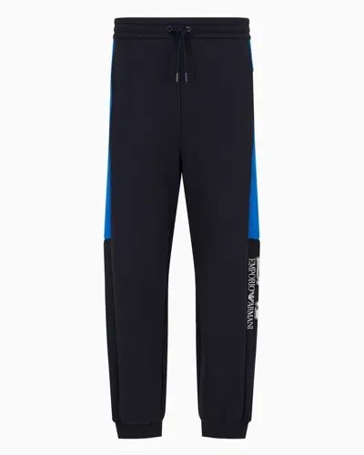 Ea7 Visibility Cotton-blend Joggers In Navy Blue