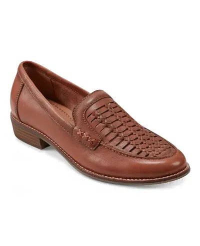 Earth Women's Elona Casual Slip-on Round Toe Loafers In Medium Brown Leather